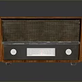 Vintage Electronic Radio With Wooden Case Metal Grille And Control Knobs