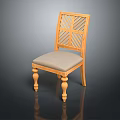Wooden Dining Chair With Lattice Back Design Light Gray Padded Seat And Decorative Turned Legs