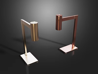 Modern Minimalist Table Lamps With Gold Copper Adjustable Arms And Square Bases 3d model
