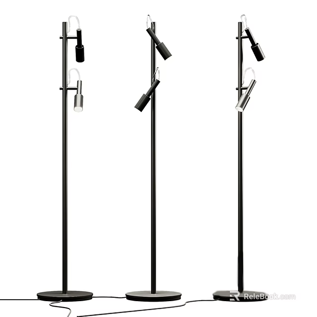 Modern Black Floor Lamps With Adjustable Heads And Sleek Metal Design 3d model 