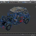 Olive Green Military Off Road Vehicle With Canvas Top And Red Components