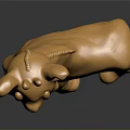 Game Movie Character Golden Giraffe Statue With Shiny Surface And Dark Background