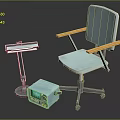 Light Blue Medical Chair With Adjustable Tray Stand And Equipment Unit