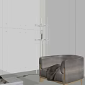 Contemporary Living Room Corner With Modern Glass Floor Lamp And Beige Fabric Sofa