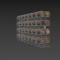 Durable Display Shelves Holding Stacked Wine Barrels in Large Indoor Glass Roof Space