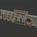 Cartoon Scene Featuring Old Rusty Lockers And Worn Shelves With Multiple Compartments