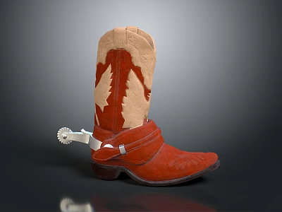 Brown Cowboy Boot With Leather Design And Silver Bottle Opener Accessory For Daily Use 3d model
