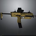 Yellow Tactical Gun With Black Scope Ergonomic Grip And Barrel Design Features