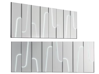 Modern Wall Paneling With Integrated Linear Lighting And Contemporary Patterned Surface Design 3d model