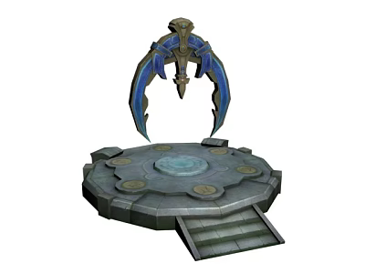 Fantasy Stone Platform With Circular Base Steps And Floating Blue Gold Structure 3d model