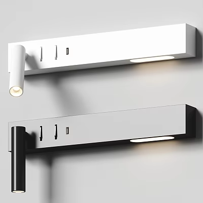 Modern Sleek Wall Lamps with White and Black Finish Mounted on Wall Illuminating Space 3d model
