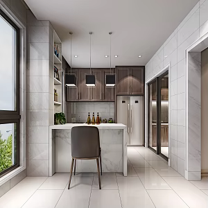 Modern Bar Area Kitchen 3d model