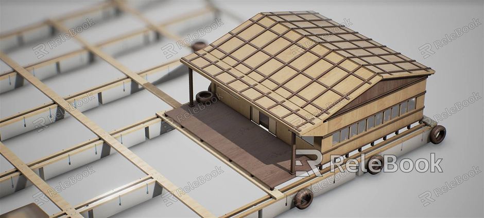 Modern Folk House Traditional Folk House Danjia Fishing Row model