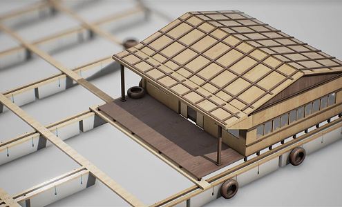 Modern Folk House Traditional Folk House Danjia Fishing Row 3d model