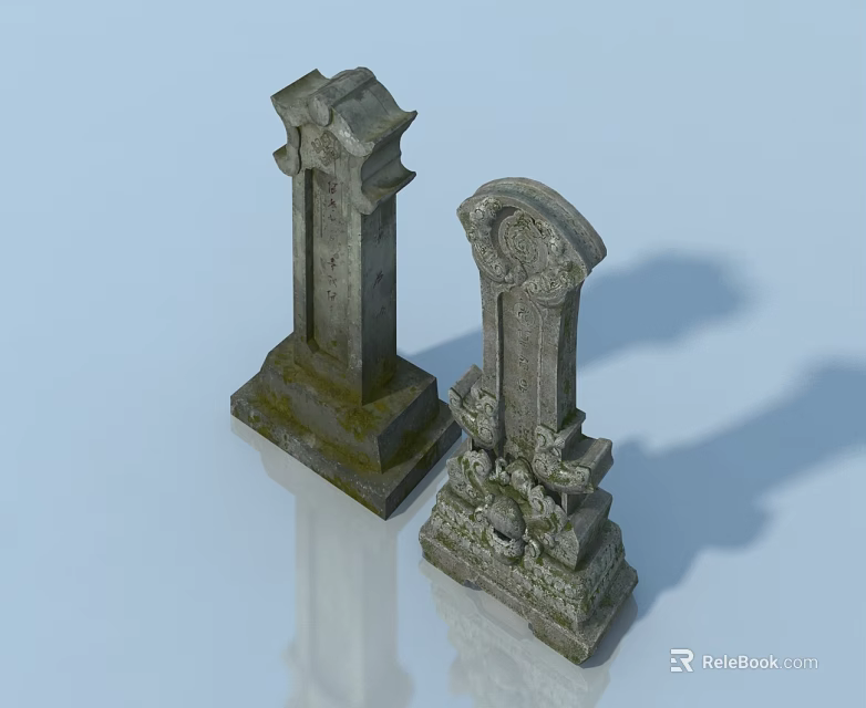 Vintage Pet Cabinet With Intricate Carvings And Mossy Accents For Home 3d model 
