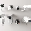 Various Surveillance Cameras With Different Designs For Home And Office Security 3d model