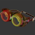 Steampunk Goggles With Green Frame Red Accents Gold Lenses And Leather Straps