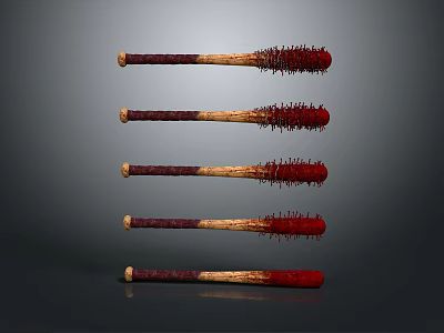 Bloodstained Spiked Baseball Bats With Wooden Handles And Sharp Spikes 3d model