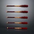 Bloodstained Spiked Baseball Bats With Wooden Handles And Sharp Spikes