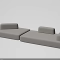 Modern Light Gray Sectional Sofa With Modular Design And Soft Cushioned Back 3d model