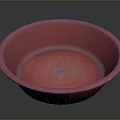 Red Bowl Shaped Sculptural Carving With Hand Carved Textured Surface Artistic Decorative Piece