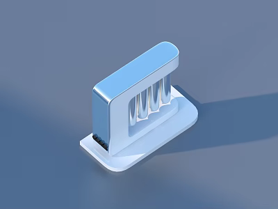 Modern Metallic Stapler 3D Model With Sleek Structure And White Base 3d model