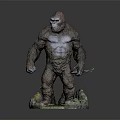 Detailed Muscular Gorilla Figure With White Chest Standing On Decorative Base