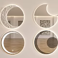 Four Circular Decorative Mirrors With Various Designs For Modern Interior Decor 3d model