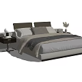 Modern Double Bed With Upholstered Headboard Bedside Tables And Table Lamps 3d model