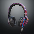 Colorful Over Ear Headphones With Artistic Pattern Design And Soft Ear Cushions