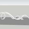 White Curved Art Installation on Black Surface with Blue Sky and White Clouds Background