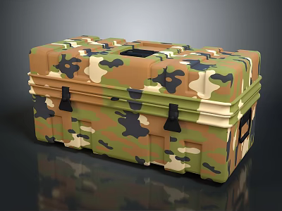 Camouflage Pattern Storage Box With Secure Latches For Home And Outdoor Storage 3d model