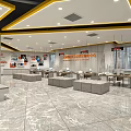 Modern Hotel Lobby Interior With Marble Floor Reception Desk Digital Screen And Seating Area