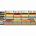 Well Organized Fruit Display Shelves With Various Fresh Fruits In Grocery Store