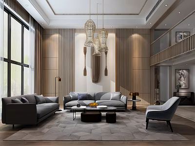 Modern Duplex Living Room Living Room Bathroom 3d model