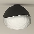 Modern Ceiling Light With Black And White Design And Textured White Shade