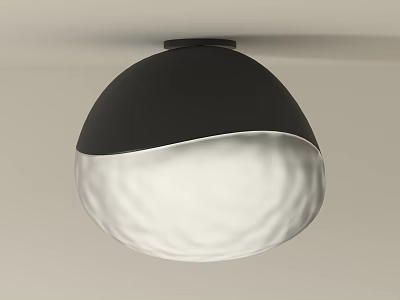 Modern Ceiling Light With Black And White Design And Textured White Shade 3d model