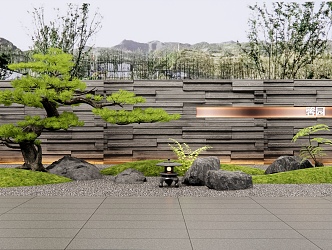 New Chinese Style Cultural Stone Landscape Wall Landscape Stone Set Stone Landscape Pine Tree Cultural Stone 3d model