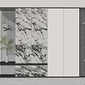 Modern Room Divider Design With Marble Panel Green Plant And Pendant Light 3d model