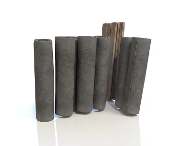 Soft Rolled Gray And Brown Household Mats With Multiple Cylinders For Home Use 3d model