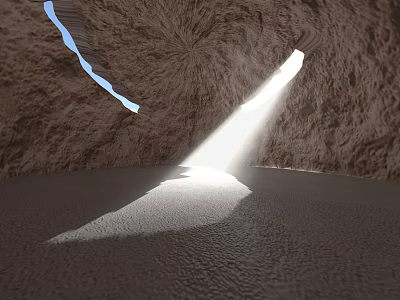 Stone And Wood Cave Interior With Natural Light Illuminating Rough Ground 3d model