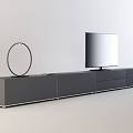 Modern TV Stand With Drawers Cabinets And Decorative Ring For Living Room