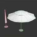 Modern White Round Outdoor Patio Umbrella With Stand And Sleek Design