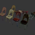 Vintage Leisure Chairs With Colorful Hues And Metal Legs Featuring Diverse Styles