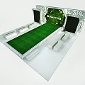 Stage Design With Green Grass Floor White Decorative Frame And Background Screens
