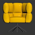 Stylish Modern Yellow Chair With Puffy Block Design And Metallic Spider Legs For Contemporary Interior