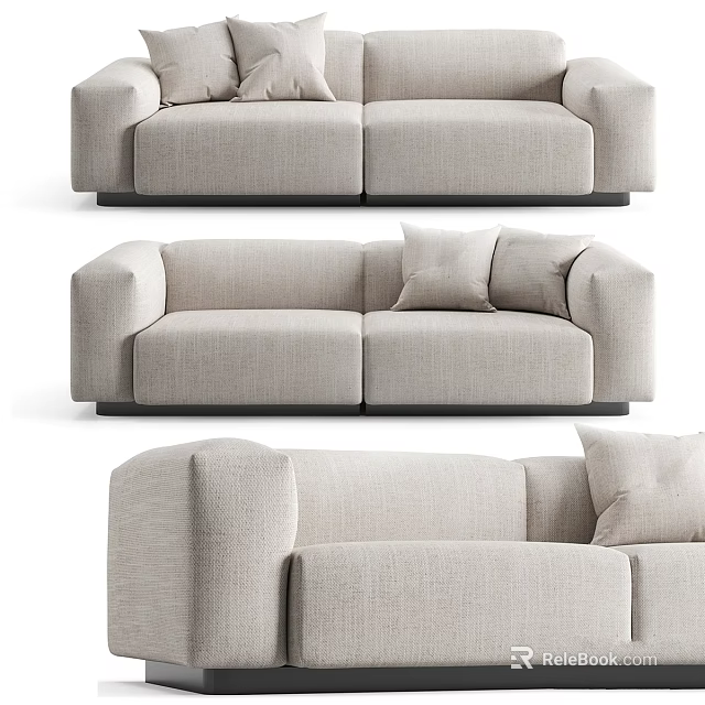 Modern Light Colored Two Seater Sofa With Sleek Design And Soft Fabric Cushions 3d model 