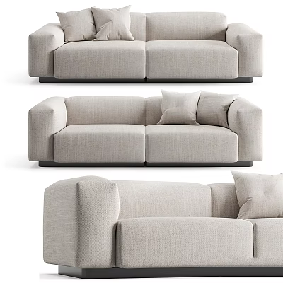 Modern Light Colored Two Seater Sofa With Sleek Design And Soft Fabric Cushions 3d model