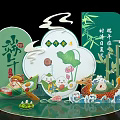 Dragon Boat Festival Traditional Decorations Featuring Zongzi Dragon Boat Lotus Leaf And Mugwort For Summer