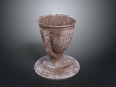 Vintage Ceramic Cup With Handle And Textured Base For Home Use 3d model